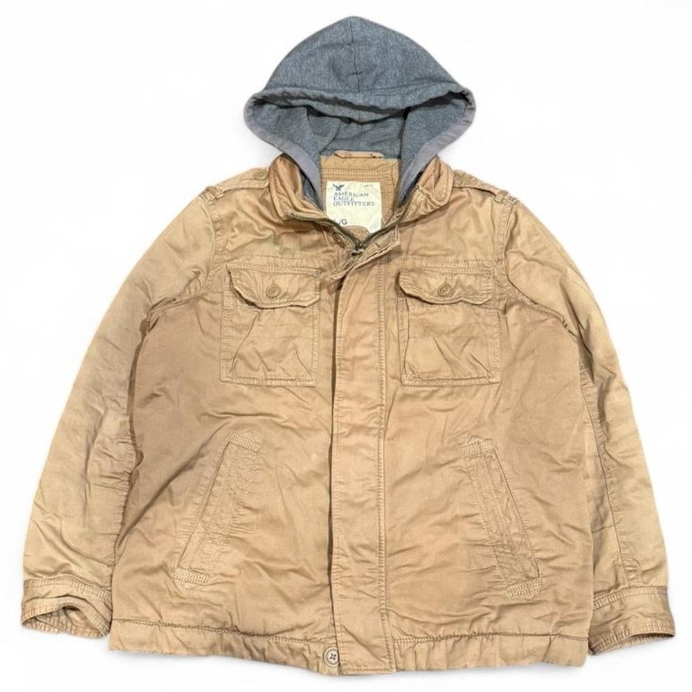 Y2K American Eagle Hooded Utility Bomber Jacket